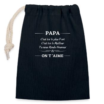 idee cadeau papa message amour - Sac cadeau en coton avec cordon (14 x 20 cm) - bleu marine - Devant