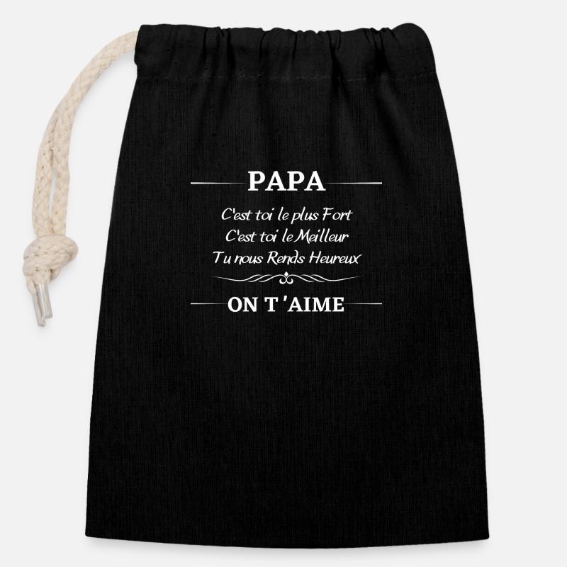 idee cadeau papa message amour - Sac cadeau en coton avec cordon (14 x 20 cm) - noir