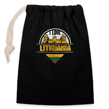 Litauen Vilnius Europa - Verschließbarer Geschenkbeutel aus Baumwolle (14x20cm) - Schwarz - Vorne