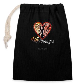 Changements de vie - Sac cadeau en coton avec cordon (14 x 20 cm) - noir - Devant
