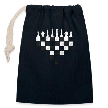 ÉCHECS - Sac cadeau en coton avec cordon (14 x 20 cm) - bleu marine - Devant