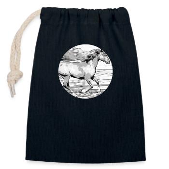 Horse - Closable cotton gift bag (14x20cm) - navy - Front