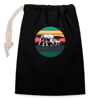 Elephant Gift - Closable cotton gift bag (14x20cm) - black - Front