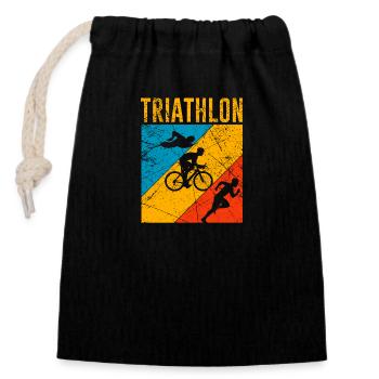 Vintage Triathlon Triathletes Gift Endurance - Closable cotton gift bag (14x20cm) - black - Front
