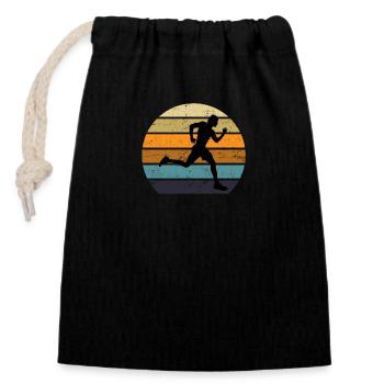 Marathon Vintage Course cadeau running motif - Sac cadeau en coton avec cordon (14 x 20 cm) - noir - Devant