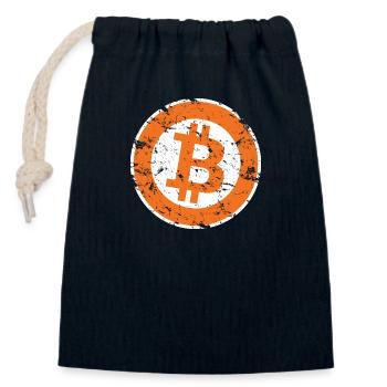 Logo Bitcoin Crypto Trader Gift Hommes Femmes & Enfants - Sac cadeau en coton avec cordon (14 x 20 cm) - bleu marine - Devant