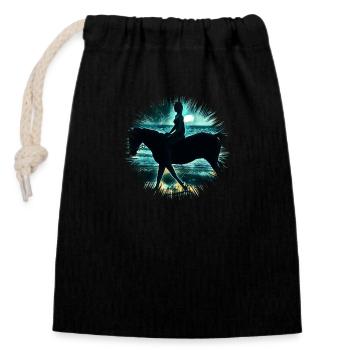 ride - Closable cotton gift bag (14x20cm) - black - Front