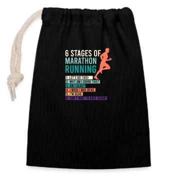 6 Stages of Marathon Running Spruch Läufer witzig - Verschließbarer Geschenkbeutel aus Baumwolle (14x20cm) - Schwarz - Vorne