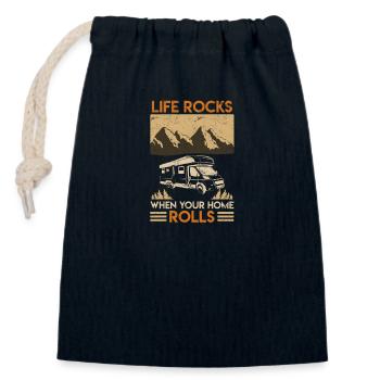Wohnmobil Camper Spruch Camping Geschenk Retro - Verschließbarer Geschenkbeutel aus Baumwolle (14x20cm) - Navy - Vorne