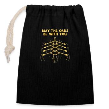 Rowing Rowing Sport - Closable cotton gift bag (14x20cm) - black - Front