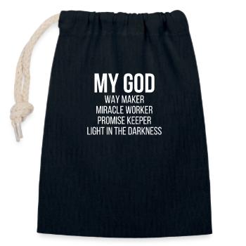 My god way maker - Sac cadeau en coton avec cordon (14 x 20 cm) - bleu marine - Devant
