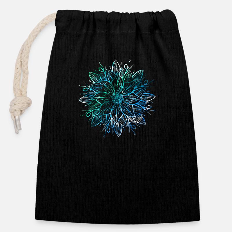 Mandala - Blue - Closable cotton gift bag (14x20cm) - black