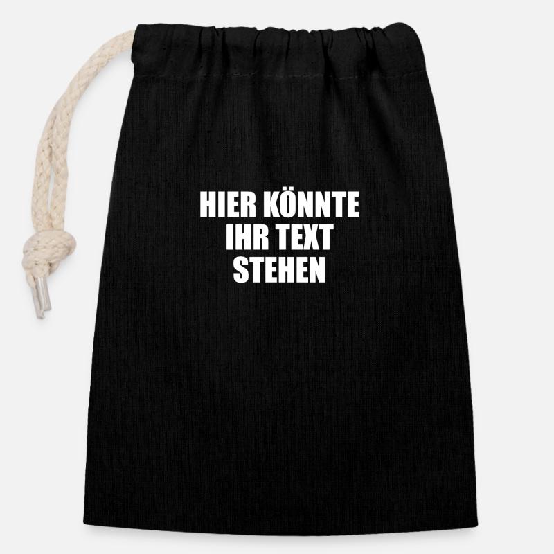 Hier könnte ihr Text Geschenk selber gestalten - Verschließbarer Geschenkbeutel aus Baumwolle (14x20cm) - Schwarz