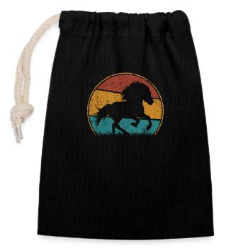 Island cheval rétro rétro silhouette grunge vintage - Sac cadeau en coton avec cordon (14 x 20 cm) - noir - Devant