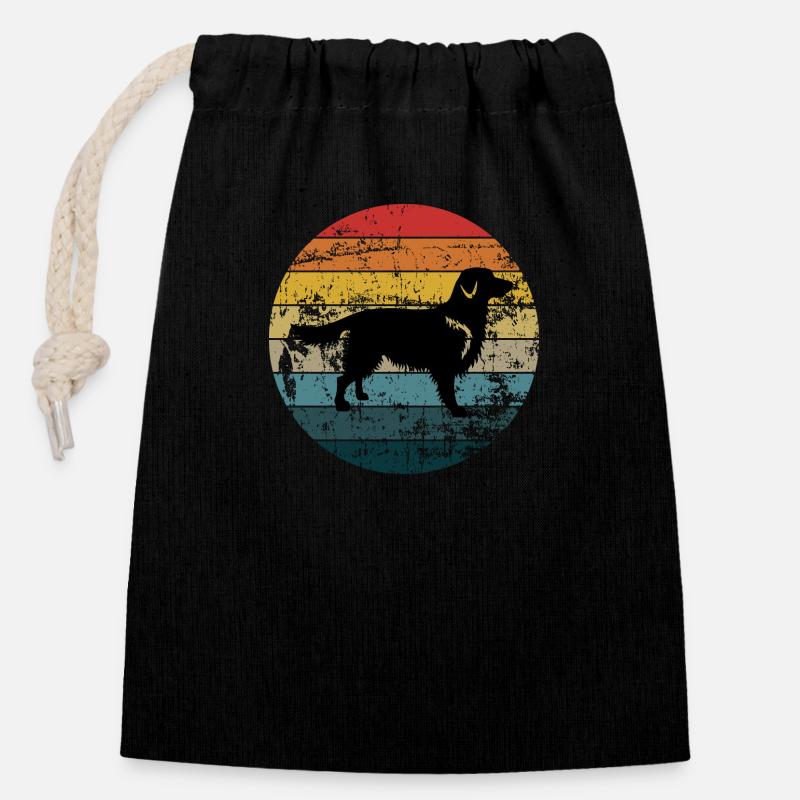 Golden Retriever - Closable cotton gift bag (14x20cm) - black