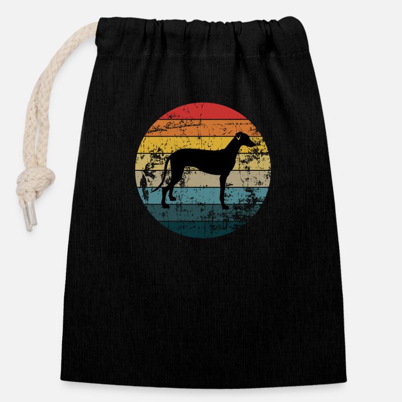 Greyhound - Closable cotton gift bag (14x20cm) - black