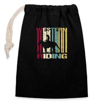 Western Rider Vintage - Sac cadeau en coton avec cordon (14 x 20 cm) - noir - Devant