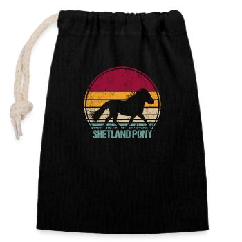 Shetland Poney Vintage - Sac cadeau en coton avec cordon (14 x 20 cm) - noir - Devant