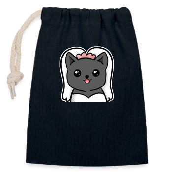 manqiwBride Bride Comic Cat - Sac cadeau en coton avec cordon (14 x 20 cm) - bleu marine - Devant