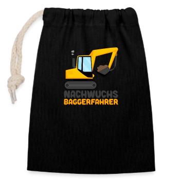 Bagger Motiv für Kinder - Nachwuchs Baggerfahrer - Verschließbarer Geschenkbeutel aus Baumwolle (14x20cm) - Schwarz - Vorne