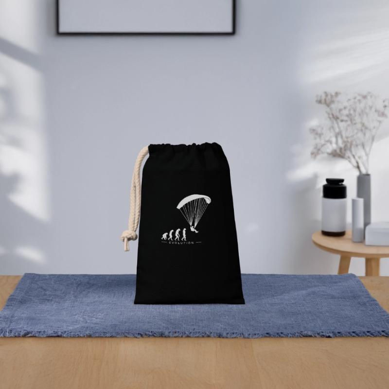 Paragleiter Paragleiten Evolution Motif Sac cadeau en coton avec cordon (14 x 20 cm)