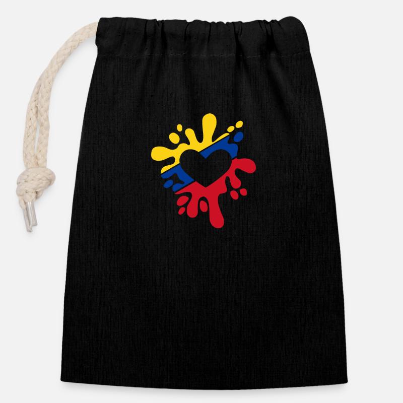 Colombie - Sac cadeau en coton avec cordon (14 x 20 cm) - noir