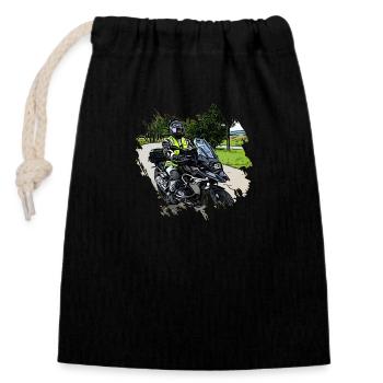 Motorcyclist - Closable cotton gift bag (14x20cm) - black - Front