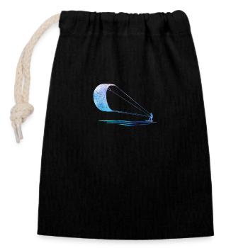 Double Exposure Kite Surfing Kite Surfer Gift - Closable cotton gift bag (14x20cm) - black - Front