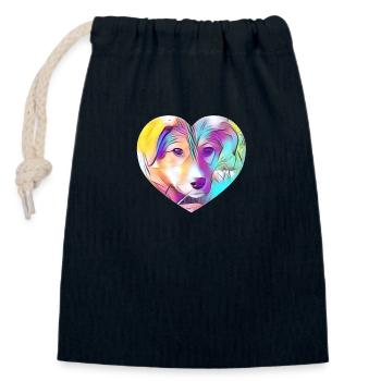 Dog - Closable cotton gift bag (14x20cm) - navy - Front