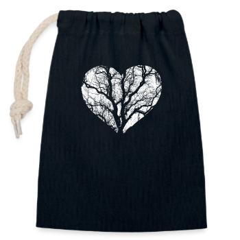 Baum Wald Natur Herz - Verschließbarer Geschenkbeutel aus Baumwolle (14x20cm) - Navy - Vorne