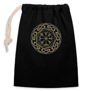 Viking Pagan Symbol vintage - Closable cotton gift bag (14x20cm) - black - Front