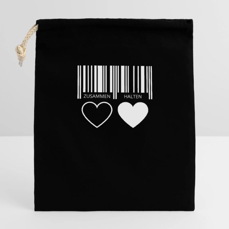 Zusammen halten Herzen Strichcode Barcode Paar C19 Verschließbarer Geschenkbeutel aus Baumwolle (14x20cm)