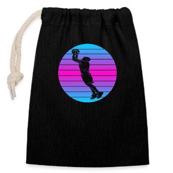 Basketball Basketball Retro Basketball Amateurs de Basketball - Sac cadeau en coton avec cordon (14 x 20 cm) - noir - Devant