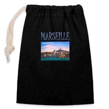 ART MARSEILLAIS - Sac cadeau en coton avec cordon (14 x 20 cm) - noir - Devant