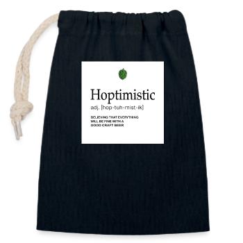 Beer, Hops, Hoptimistic - Closable cotton gift bag (14x20cm) - navy - Front