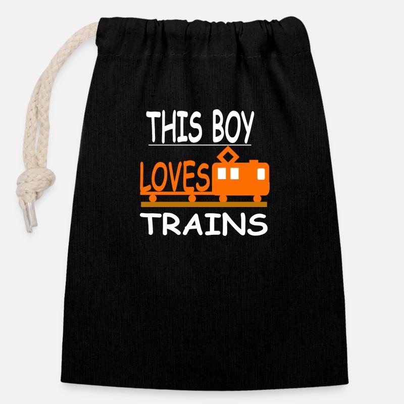 Railroad - Closable cotton gift bag (14x20cm) - black