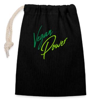 Vegan Power Handwriting - Closable cotton gift bag (14x20cm) - black - Front