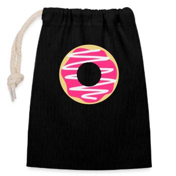 Pink Donut - Closable cotton gift bag (14x20cm) - black - Front