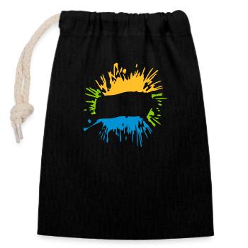 Insert blobs of text - Closable cotton gift bag (14x20cm) - black - Front