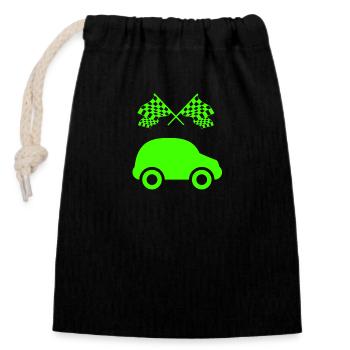 Car - Closable cotton gift bag (14x20cm) - black - Front
