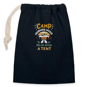Camping Camp Morning Wood - Verschließbarer Geschenkbeutel aus Baumwolle (14x20cm) - Navy - Vorne