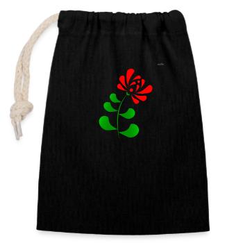 Red folk art #4 - Closable cotton gift bag (14x20cm) - black - Front