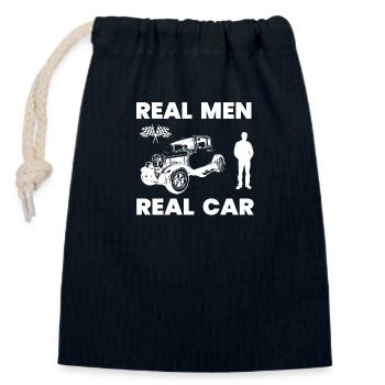Car - Closable cotton gift bag (14x20cm) - navy - Front