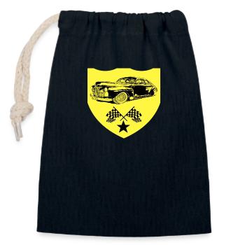 Car - Closable cotton gift bag (14x20cm) - navy - Front