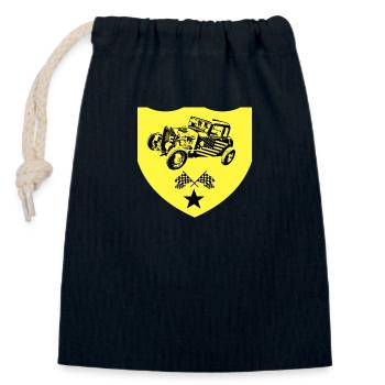 Car - Closable cotton gift bag (14x20cm) - navy - Front