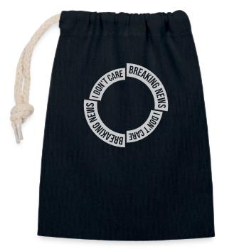 Breaking news don't care - Closable cotton gift bag (14x20cm) - navy - Front
