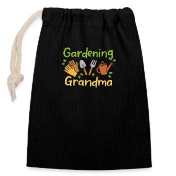 Grandma Gardening - Closable cotton gift bag (14x20cm) - black - Front