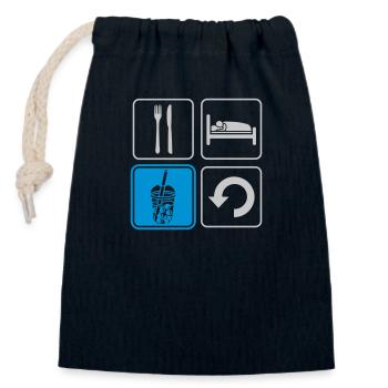 Boba Tea Repeat daily - Closable cotton gift bag (14x20cm) - navy - Front