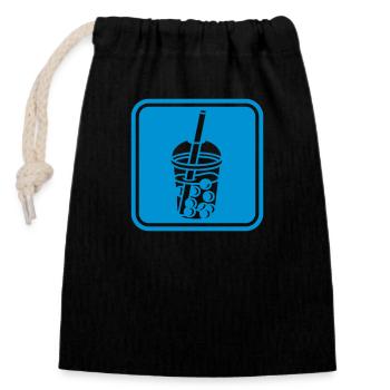 Button Shield Bubble Tea - Closable cotton gift bag (14x20cm) - black - Front