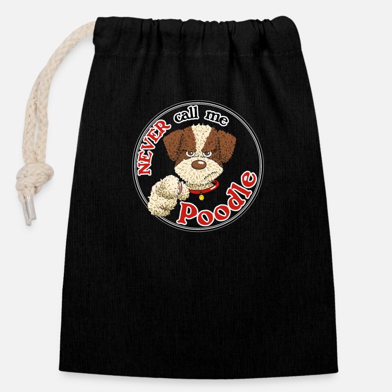 Poodle1 1 - Closable cotton gift bag (14x20cm) - black
